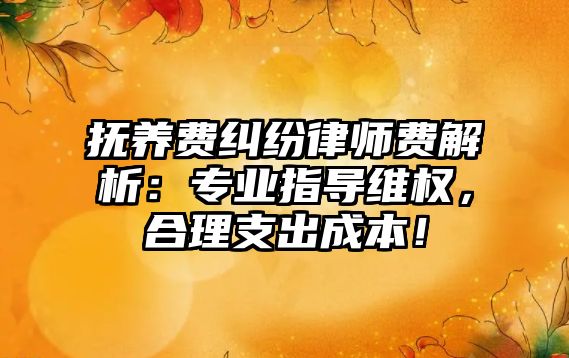 撫養費糾紛律師費解析：專業指導維權，合理支出成本！