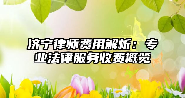 濟寧律師費用解析：專業法律服務收費概覽