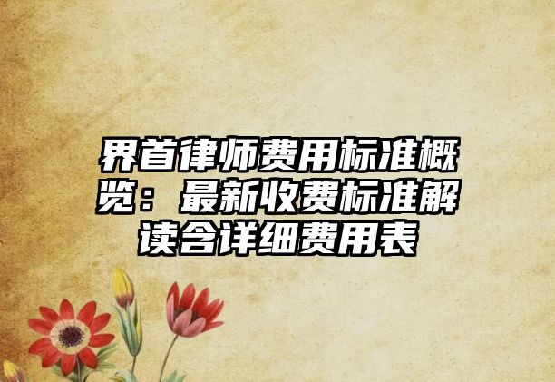 界首律師費用標準概覽：最新收費標準解讀含詳細費用表