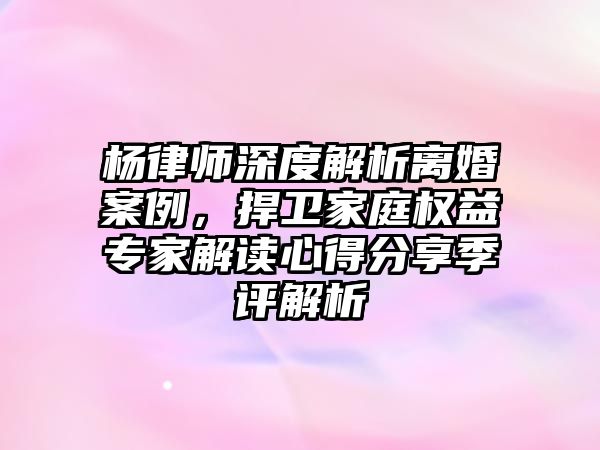 楊律師深度解析離婚案例，捍衛家庭權益專家解讀心得分享季評解析