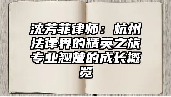 沈芳菲律師：杭州法律界的精英之旅專業翹楚的成長概覽