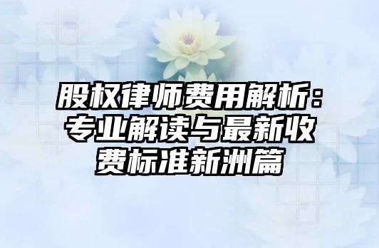 股權(quán)律師費(fèi)用解析：專業(yè)解讀與最新收費(fèi)標(biāo)準(zhǔn)新洲篇