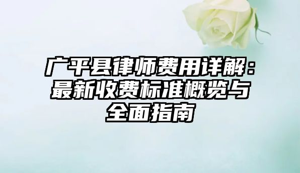 廣平縣律師費用詳解：最新收費標準概覽與全面指南