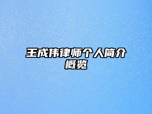 王成偉律師個人簡介概覽