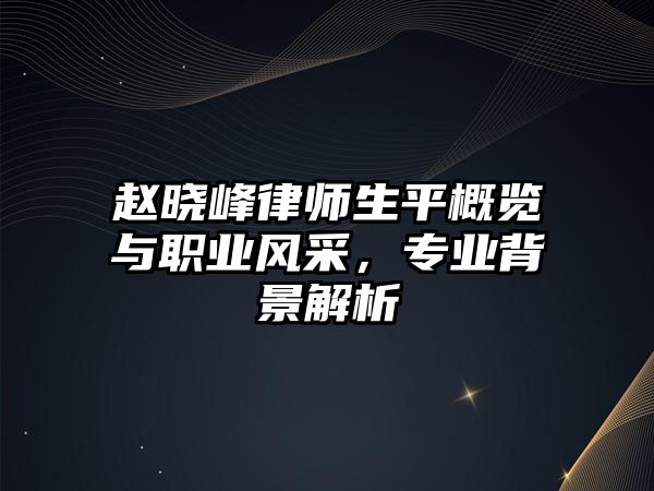 趙曉峰律師生平概覽與職業風采，專業背景解析