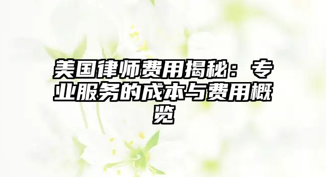 美國律師費用揭秘：專業服務的成本與費用概覽