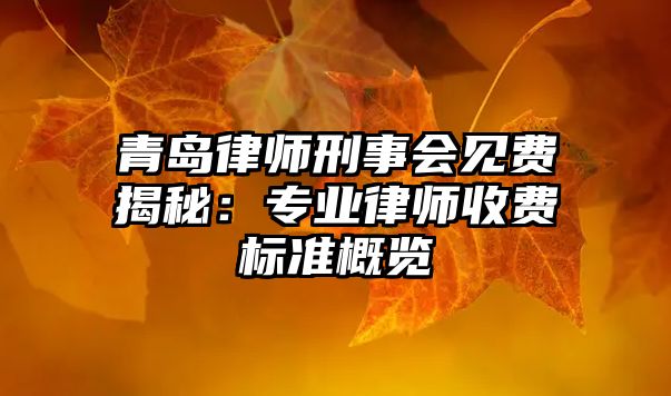 青島律師刑事會(huì)見費(fèi)揭秘：專業(yè)律師收費(fèi)標(biāo)準(zhǔn)概覽
