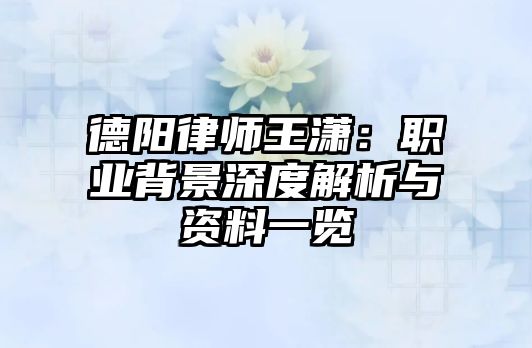 德陽律師王瀟：職業背景深度解析與資料一覽
