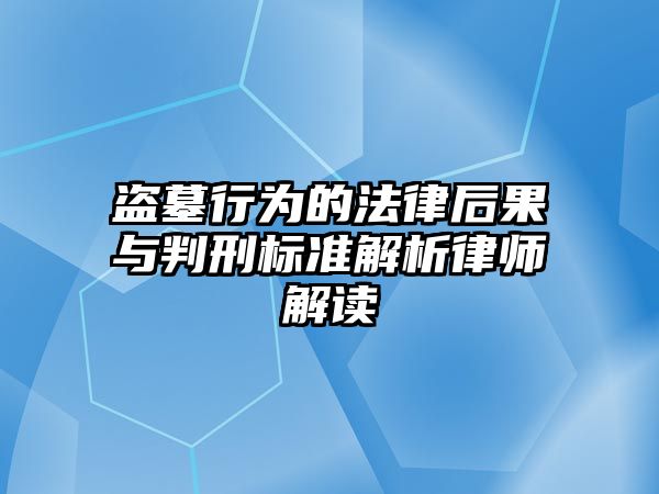 盜墓行為的法律后果與判刑標準解析律師解讀