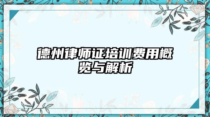 德州律師證培訓費用概覽與解析