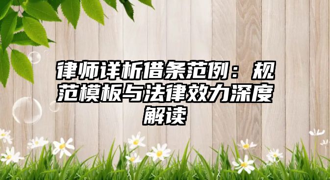 律師詳析借條范例：規范模板與法律效力深度解讀