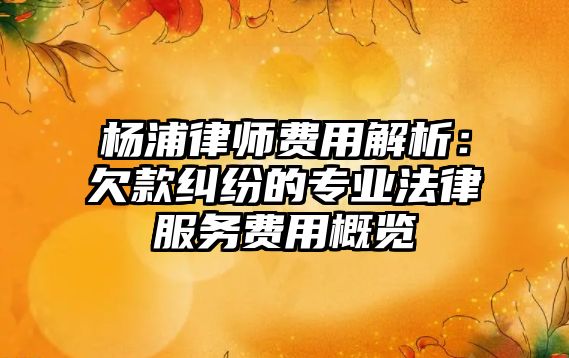 楊浦律師費用解析：欠款糾紛的專業法律服務費用概覽