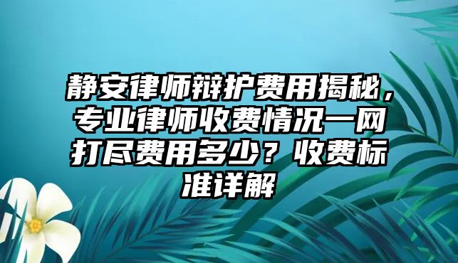 靜安律師辯護費用揭秘，專業律師收費情況一網打盡費用多少？收費標準詳解