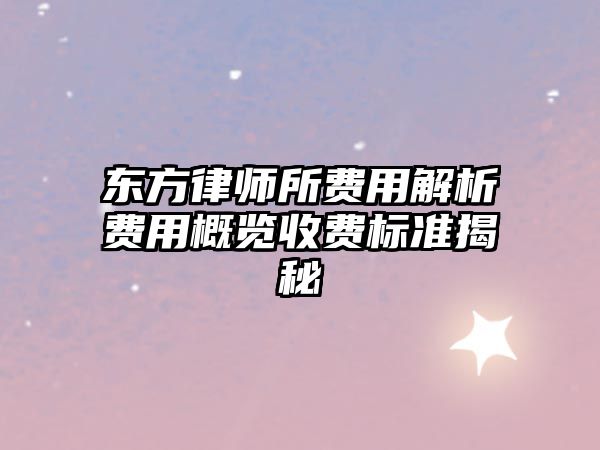 東方律師所費用解析費用概覽收費標(biāo)準(zhǔn)揭秘