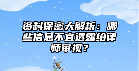 資料保密大解析：哪些信息不宜透露給律師審視？