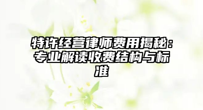 特許經營律師費用揭秘：專業解讀收費結構與標準