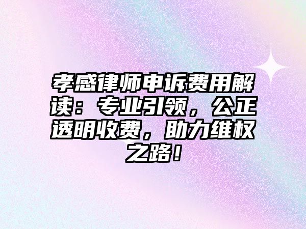 孝感律師申訴費(fèi)用解讀：專業(yè)引領(lǐng)，公正透明收費(fèi)，助力維權(quán)之路！