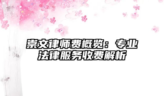 崇文律師費(fèi)概覽：專業(yè)法律服務(wù)收費(fèi)解析