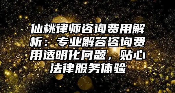 仙桃律師咨詢費用解析：專業解答咨詢費用透明化問題，貼心法律服務體驗