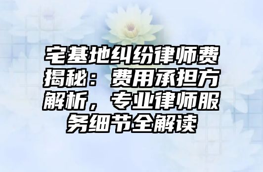 宅基地糾紛律師費揭秘：費用承擔方解析，專業律師服務細節全解讀