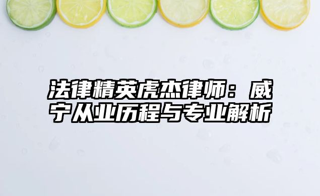 法律精英虎杰律師：威寧從業歷程與專業解析