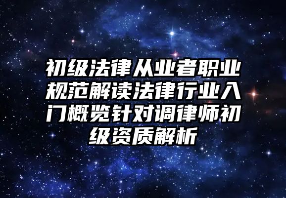 初級(jí)法律從業(yè)者職業(yè)規(guī)范解讀法律行業(yè)入門(mén)概覽針對(duì)調(diào)律師初級(jí)資質(zhì)解析