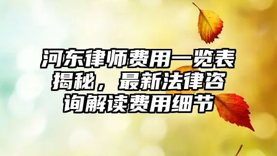 河?xùn)|律師費(fèi)用一覽表揭秘，最新法律咨詢解讀費(fèi)用細(xì)節(jié)