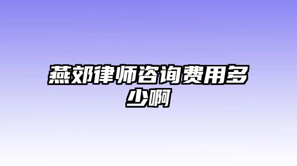 燕郊律師咨詢費用多少啊