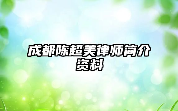 成都陳超美律師簡介資料