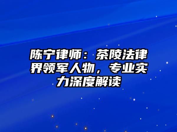 陳寧律師：茶陵法律界領(lǐng)軍人物，專業(yè)實(shí)力深度解讀