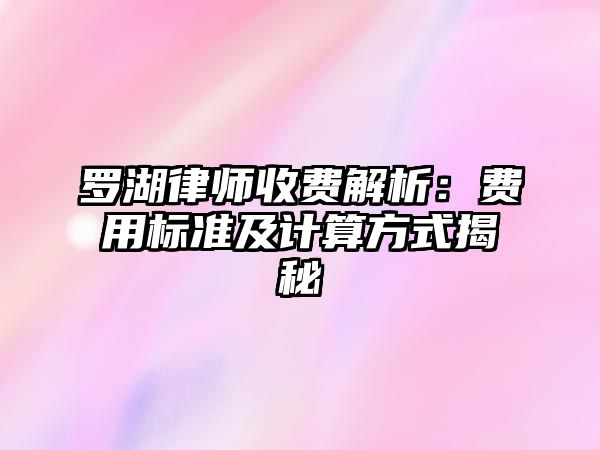 羅湖律師收費解析：費用標準及計算方式揭秘