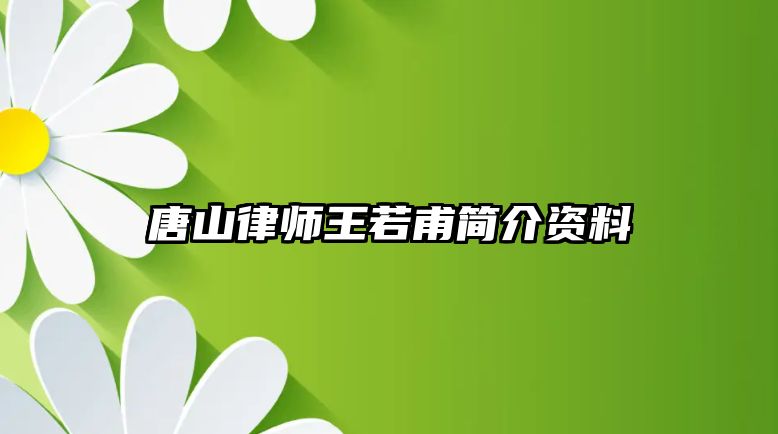 唐山律師王若甫簡介資料
