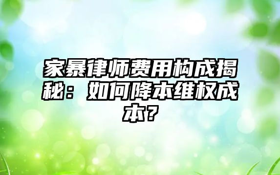 家暴律師費用構成揭秘：如何降本維權成本？