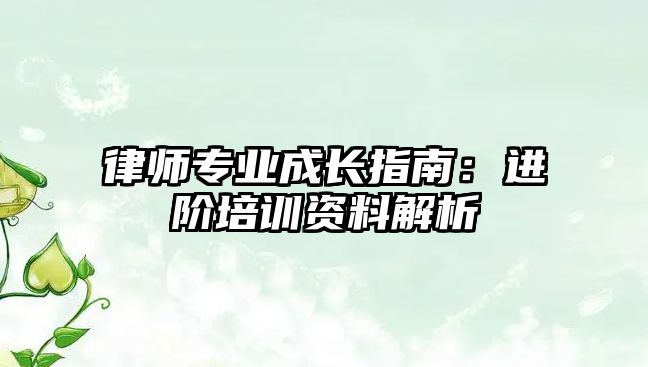 律師專業成長指南：進階培訓資料解析