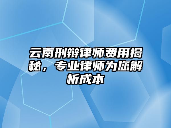 云南刑辯律師費用揭秘，專業(yè)律師為您解析成本