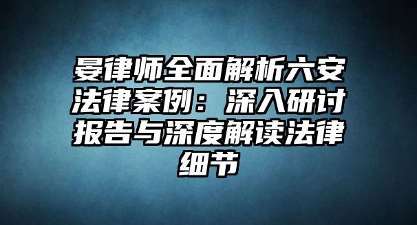 晏律師全面解析六安法律案例：深入研討報告與深度解讀法律細節