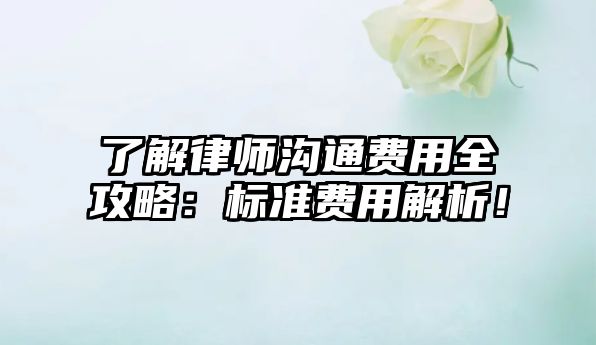 了解律師溝通費用全攻略：標準費用解析！