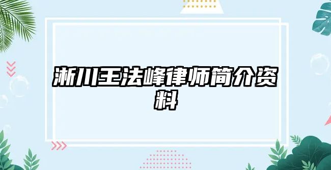 淅川王法峰律師簡介資料