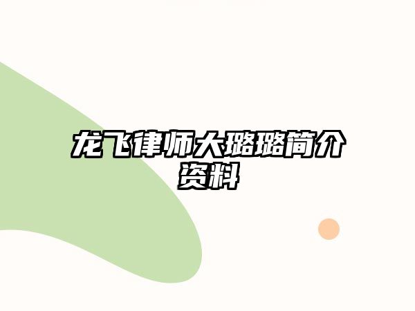 龍飛律師大璐璐簡介資料