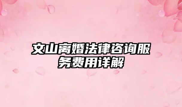 文山離婚法律咨詢服務(wù)費用詳解