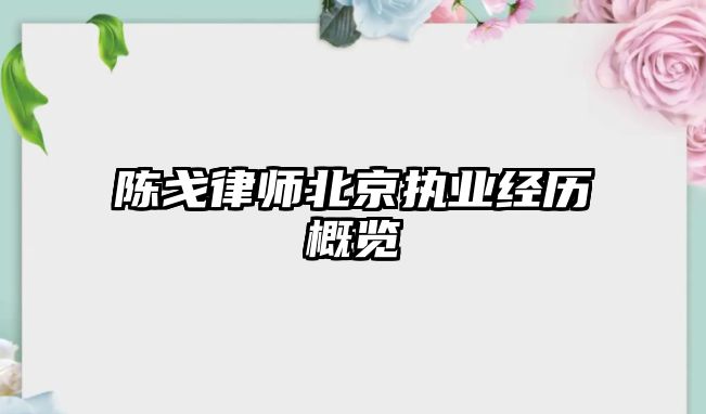 陳戈律師北京執業經歷概覽